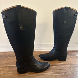 Sam Edelman Penny 2 Knee High Boots in Black Leather Size 7 Wide Calf New In Box